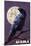 Alaska - Raven and Moon Purple Sky-Lantern Press-Mounted Art Print