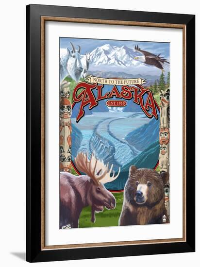 Alaska Scenes Montage-Lantern Press-Framed Art Print