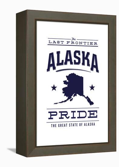 Alaska State Pride - Blue on White-Lantern Press-Framed Stretched Canvas