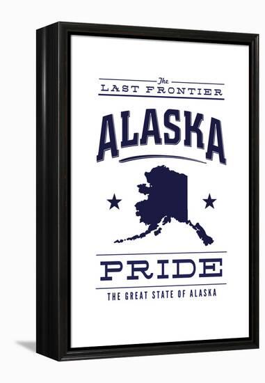 Alaska State Pride - Blue on White-Lantern Press-Framed Stretched Canvas