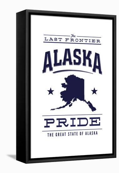 Alaska State Pride - Blue on White-Lantern Press-Framed Stretched Canvas