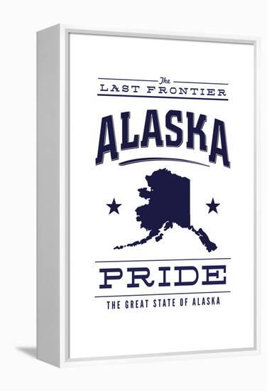 Alaska State Pride - Blue on White-Lantern Press-Framed Stretched Canvas