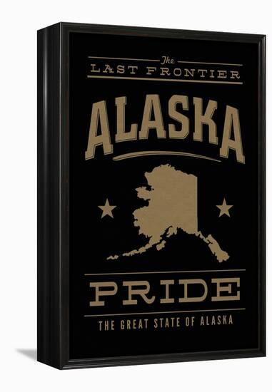 Alaska State Pride - Gold on Black-Lantern Press-Framed Stretched Canvas