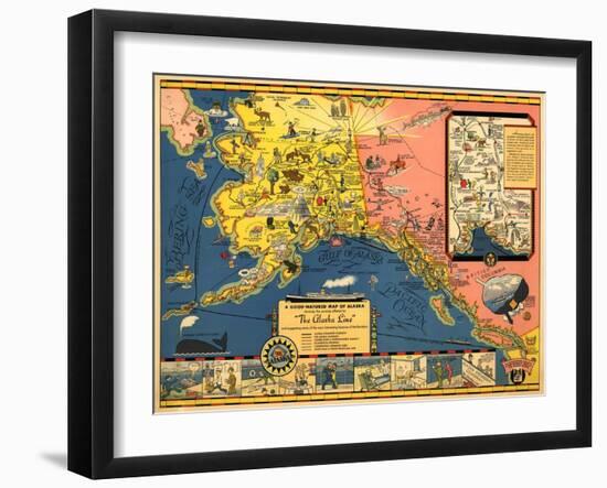 Alaska - Steamship Company Panoramic Map-Lantern Press-Framed Art Print