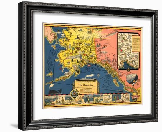 Alaska - Steamship Company Panoramic Map-Lantern Press-Framed Art Print