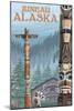 Alaska Totem Poles, Juneau, Alaska-Lantern Press-Mounted Art Print