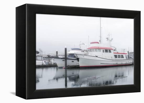 Alaska, Valdez. Two fishing boat in a foggy marina.-Janet Muir-Framed Premier Image Canvas