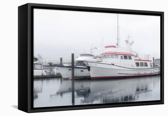 Alaska, Valdez. Two fishing boat in a foggy marina.-Janet Muir-Framed Premier Image Canvas