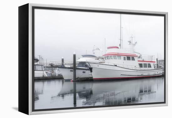 Alaska, Valdez. Two fishing boat in a foggy marina.-Janet Muir-Framed Premier Image Canvas