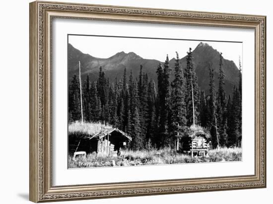 Alaska - View of Trapper's Cabin and Cache-Lantern Press-Framed Art Print