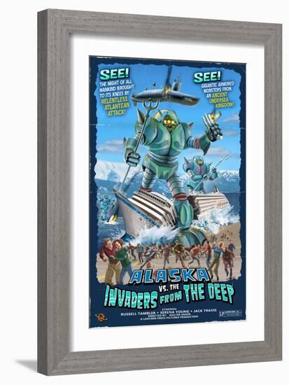 Alaska vs. the Invaders from the Deep-Lantern Press-Framed Art Print