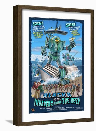 Alaska vs. the Invaders from the Deep-Lantern Press-Framed Art Print