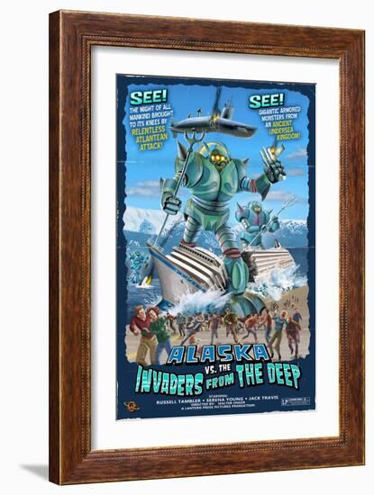 Alaska vs. the Invaders from the Deep-Lantern Press-Framed Art Print