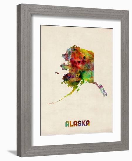 Alaska Watercolor Map-Michael Tompsett-Framed Art Print