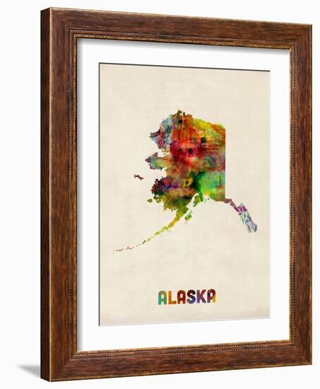 Alaska Watercolor Map-Michael Tompsett-Framed Art Print