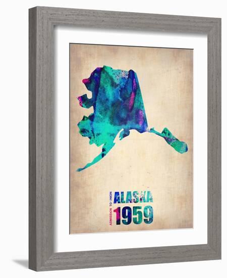 Alaska Watercolor Map-NaxArt-Framed Art Print