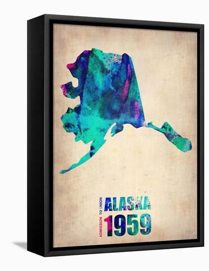 Alaska Watercolor Map-NaxArt-Framed Stretched Canvas
