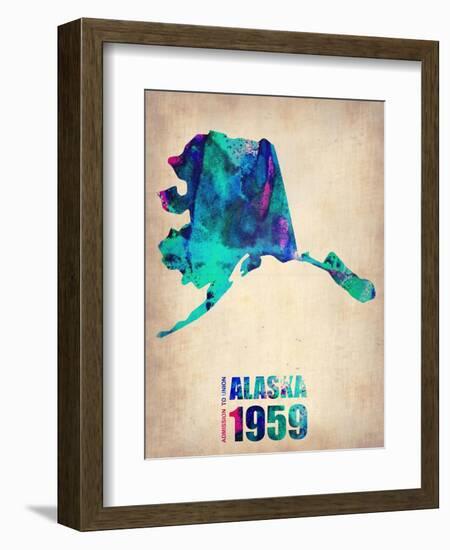 Alaska Watercolor Map-NaxArt-Framed Art Print