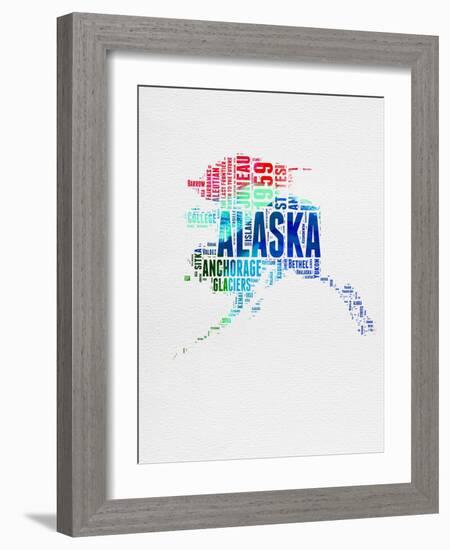 Alaska Watercolor Word Cloud-NaxArt-Framed Art Print