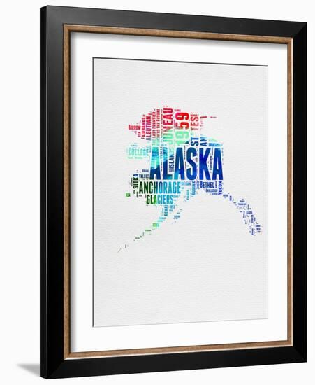 Alaska Watercolor Word Cloud-NaxArt-Framed Art Print