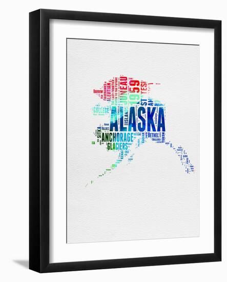 Alaska Watercolor Word Cloud-NaxArt-Framed Art Print