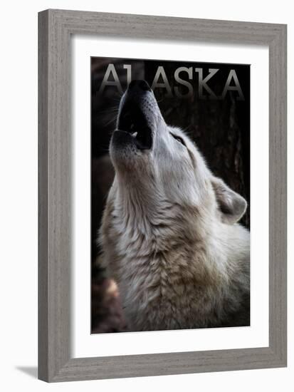 Alaska - Wolf Howling-Lantern Press-Framed Art Print