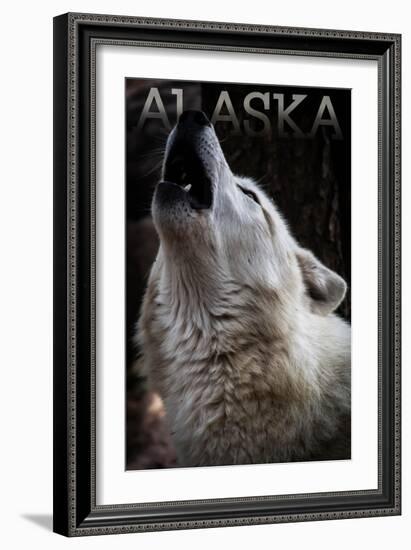 Alaska - Wolf Howling-Lantern Press-Framed Art Print