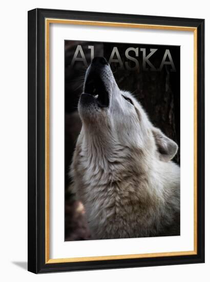 Alaska - Wolf Howling-Lantern Press-Framed Art Print