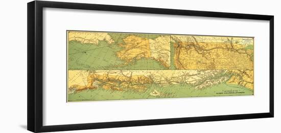 Alaskan Excursion Steam Route - Panoramic Map-Lantern Press-Framed Art Print