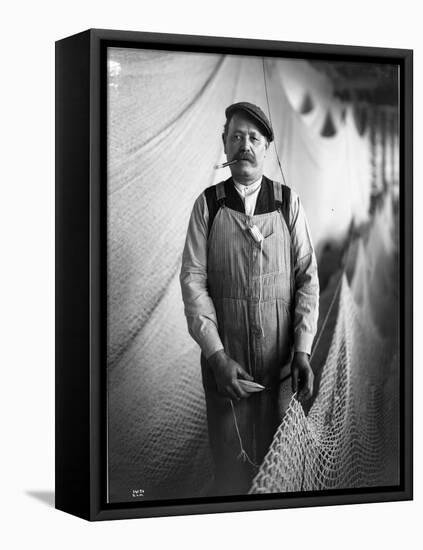 Alaskan Fisherman with Fishing Net, 1916-null-Framed Premier Image Canvas