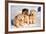 Alaskan Husky Dogs X Three Young Pups Sitting in Snow-null-Framed Photographic Print