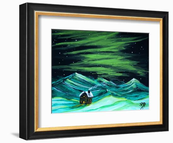 Alaskan Northern Lights Cabin Winter-Megan Aroon Duncanson-Framed Premium Giclee Print