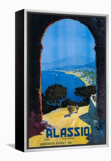 Alassio, Italy - West Italian Riviera Travel Poster - Alassio, Italy-Lantern Press-Framed Stretched Canvas