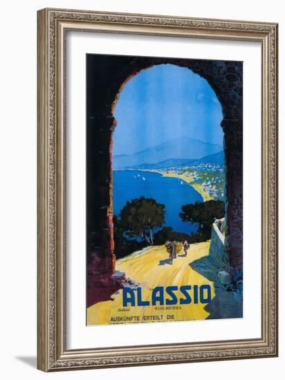 Alassio, Italy - West Italian Riviera Travel Poster - Alassio, Italy-Lantern Press-Framed Art Print