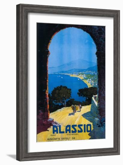 Alassio, Italy - West Italian Riviera Travel Poster - Alassio, Italy-Lantern Press-Framed Art Print