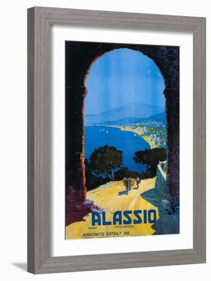 Alassio, Italy - West Italian Riviera Travel Poster - Alassio, Italy-Lantern Press-Framed Art Print