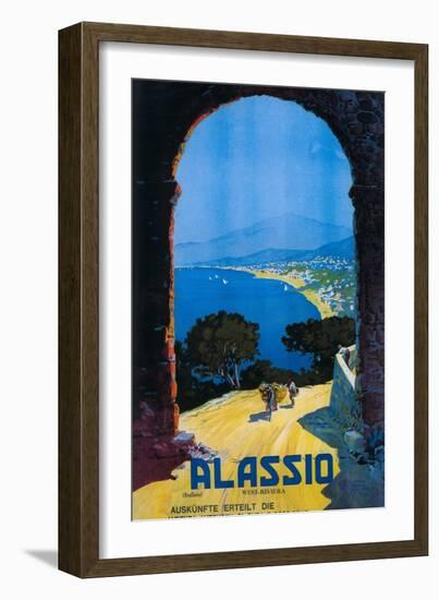 Alassio, Italy - West Italian Riviera Travel Poster - Alassio, Italy-Lantern Press-Framed Art Print