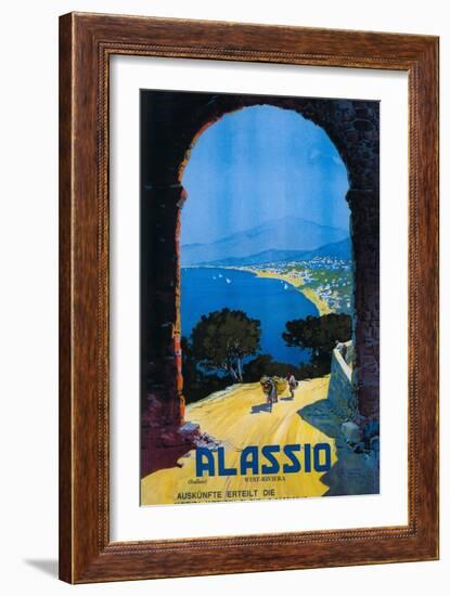 Alassio, Italy - West Italian Riviera Travel Poster - Alassio, Italy-Lantern Press-Framed Art Print