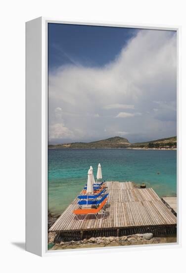 Albania, Albanian Riviera, Ksamil, Town Beachfront-Walter Bibikow-Framed Premier Image Canvas