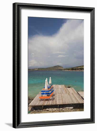 Albania, Albanian Riviera, Ksamil, Town Beachfront-Walter Bibikow-Framed Photographic Print