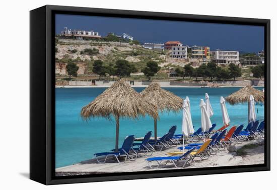 Albania, Albanian Riviera, Ksamil, Town Beachfront-Walter Bibikow-Framed Premier Image Canvas