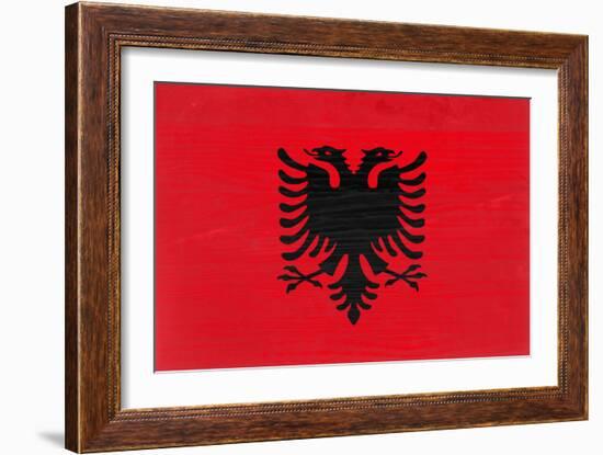 Albania Flag Design with Wood Patterning - Flags of the World Series-Philippe Hugonnard-Framed Art Print