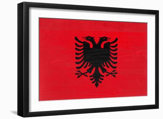 Albania Flag Design with Wood Patterning - Flags of the World Series-Philippe Hugonnard-Framed Art Print