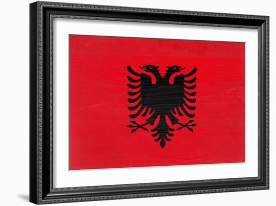 Albania Flag Design with Wood Patterning - Flags of the World Series-Philippe Hugonnard-Framed Art Print