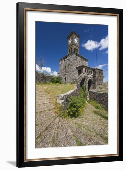 Albania, Gjirokastra, Castle Clock Tower-Walter Bibikow-Framed Photographic Print