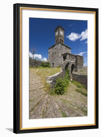 Albania, Gjirokastra, Castle Clock Tower-Walter Bibikow-Framed Photographic Print