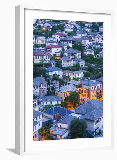 Albania, Gjirokastra, Elevated View of Ottoman-Era Houses, Dawn-Walter Bibikow-Framed Photographic Print