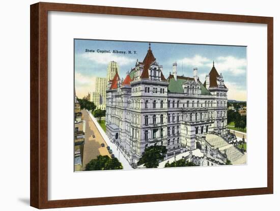 Albany, New York - Exterior View of the State Capitol Building No. 2-Lantern Press-Framed Art Print