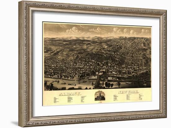 Albany, New York - Panoramic Map-Lantern Press-Framed Art Print