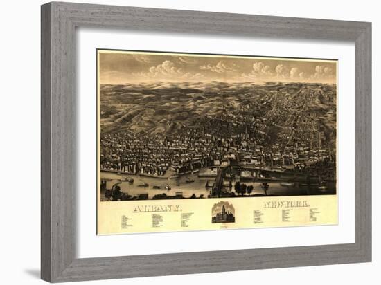 Albany, New York - Panoramic Map-Lantern Press-Framed Art Print